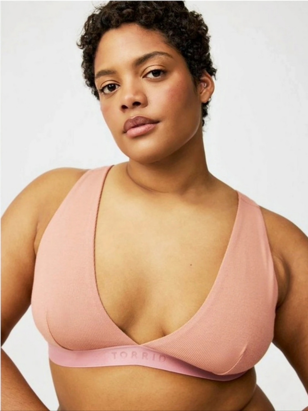 TORRID Lightly Lined Seamless Rib Scoop Bralette Pink